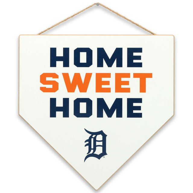 Detroit Tigers Home Sweet Home Plate Hanging Wood Wall Decor for Man Cave, Office, or Game Room