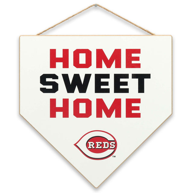 Cincinnati Reds Home Sweet Home Plate Hanging Wood Wall Decor for Man Cave, Office, or Game Room