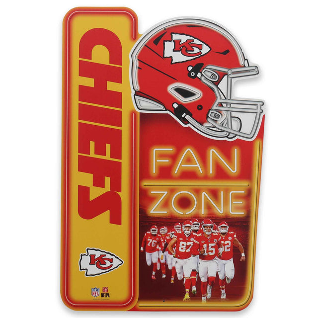 Letrero de metal de la zona de aficionados de los Kansas City Chiefs de la NFL