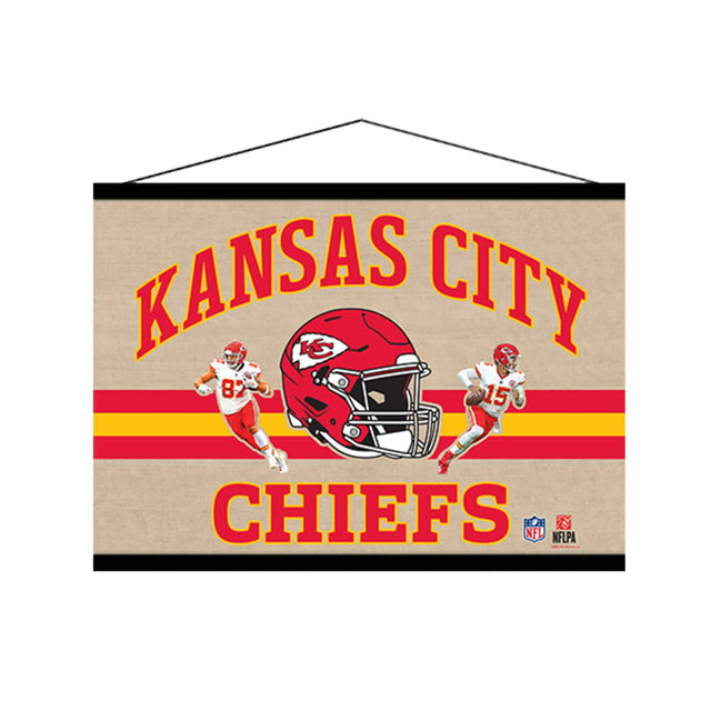 NFL Kansas City Chiefs Logo Stripe Banner Hanging Canvas Wall Decor