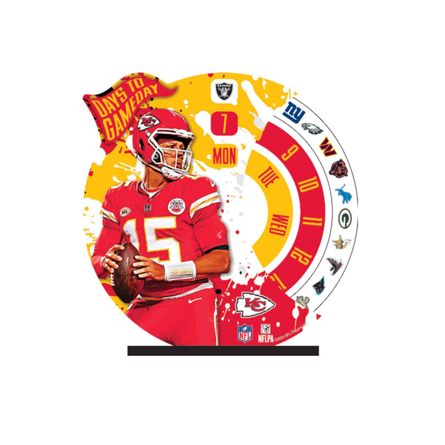 Decoración de madera con cuenta regresiva del día del partido de Patrick Mahomes de los Kansas City Chiefs de la NFL