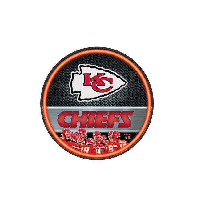 Arte de pared redondo con luces LED de los KC Chiefs