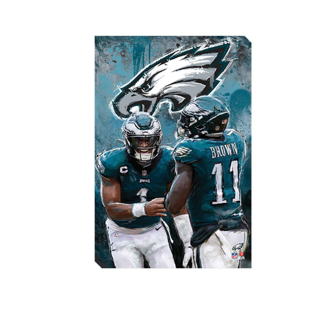 Decoración de pared con grafiti artístico de los Philadelphia Eagles de la NFL, Jalen Hurts y AJ Brown