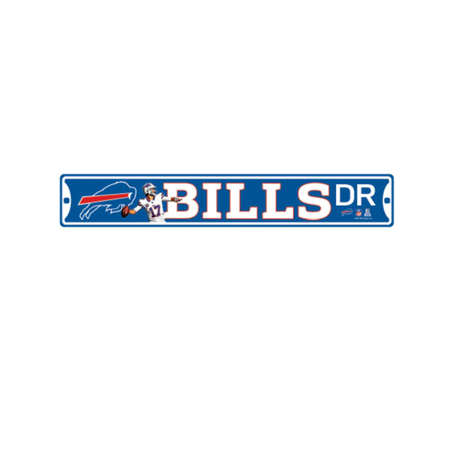 Letrero de calle de metal de Josh Allen de los Buffalo Bills de la NFL