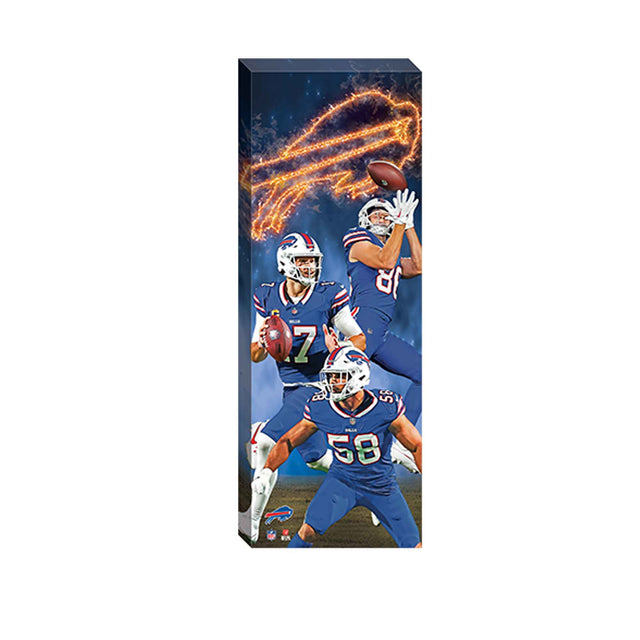 NFL Buffalo Bills Josh Allen, Dalton Kincaid, & Matt Milano Flaming Logo Canvas Wall Decor