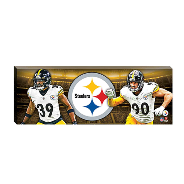 Decoración de pared en lienzo con luces del estadio Minkah Fitzpatrick y TJ Watt de los Pittsburgh Steelers de la NFL