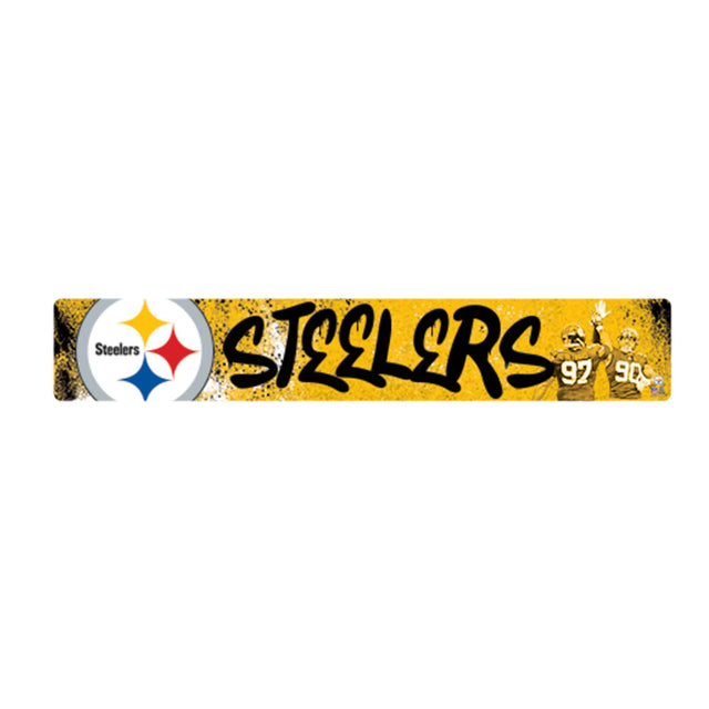 Letrero de metal con grafiti urbano de los Pittsburgh Steelers de la NFL