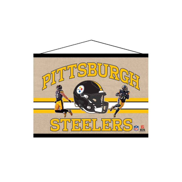 NFL Pittsburgh Steelers Logo Stripe Banner Hanging Canvas Wall Decor