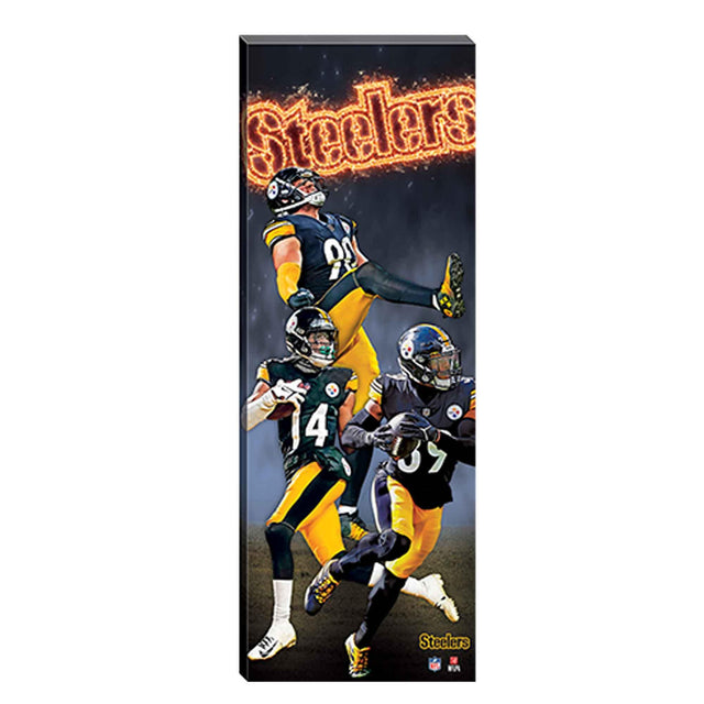 NFL Pittsburgh Steelers T.J. Watt, George Pickens, & Minkah Fitzpatrick Flaming Logo Canvas Wall Decor