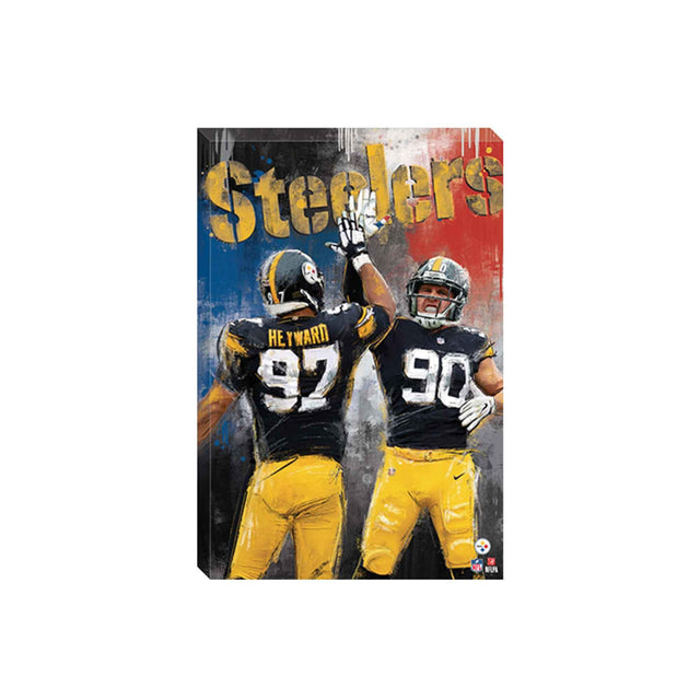 NFL Pittsburgh Steelers Cameron Heyward & T.J. Watt Artistic Graffiti Canvas Wall Decor