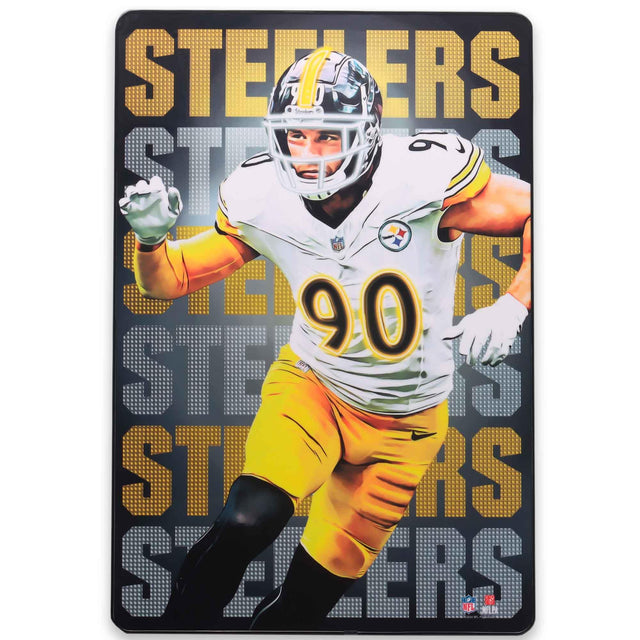 NFL Pittsburgh Steelers T.J. Watt Neon Lights High Transparency Framed Wood Wall Decor