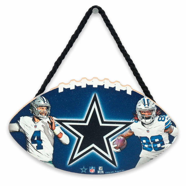 Fútbol de los Dallas Cowboys de madera para colgar