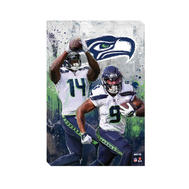 NFL Seattle Seahawks DK Metcalf & Kenneth Walker III Artistic Graffiti Canvas Wall Decor