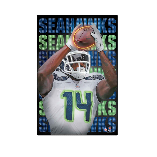 NFL Seattle Seahawks DK Metcalf Neon Lights High Transparency Framed Wood Wall Decor