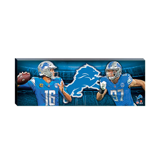 Lienzo decorativo para pared con luces del estadio de la NFL Detroit Lions de Jared Goff y Aidan Hutchinson