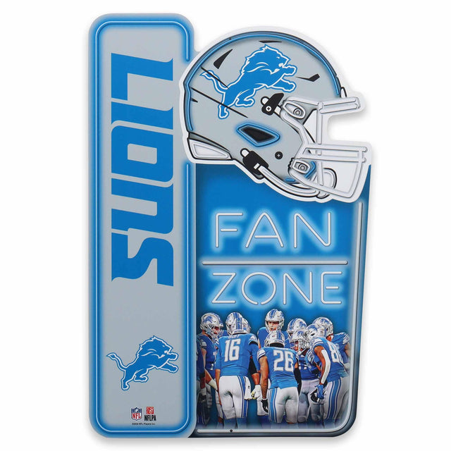 Letrero de metal de la zona de aficionados de los Detroit Lions de la NFL