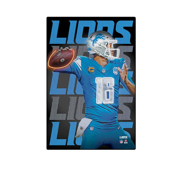 NFL Detroit Lions Jared Goff Neon Lights High Transparency Framed Wood Wall Decor