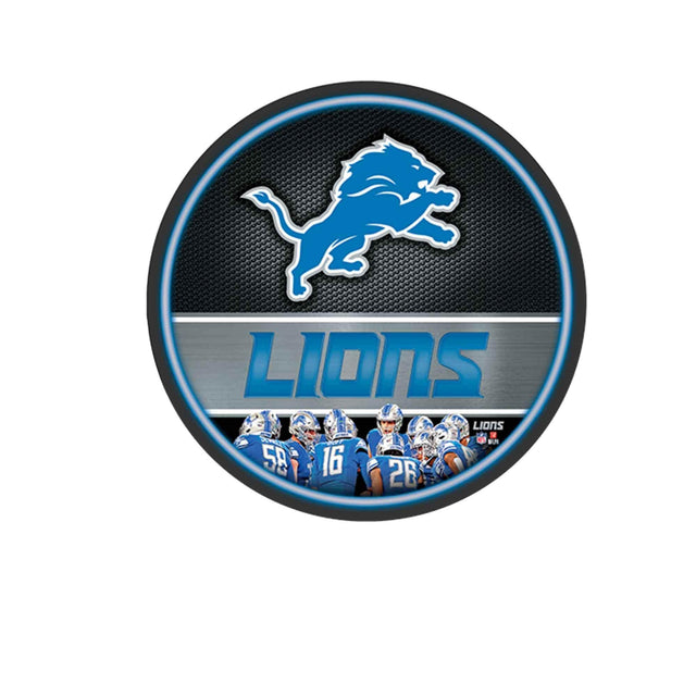 Arte de pared redondo con luces LED de los Detroit Lions