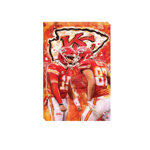 Decoración de pared con graffiti pictórico de Patrick Mahomes y Travis Kelce de los Kansas City Chiefs de la NFL