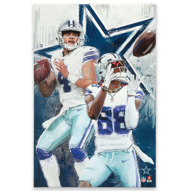 Decoración de pared con graffiti pictórico de Dak Prescott y CeeDee Lamb de los Dallas Cowboys de la NFL