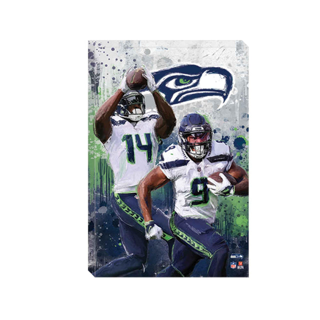 Decoración de pared con graffiti pictórico de los Seattle Seahawks de la NFL, DK Metcalf y Kenneth Walker III