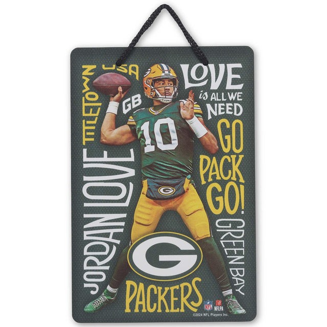 Green Bay Packers Jordan Love Winning Words Hanging Metal Sign