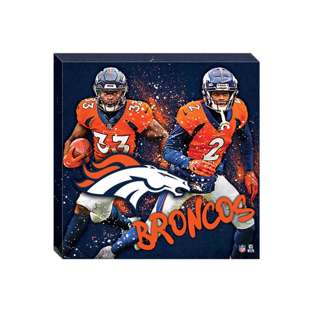 Decoración de pared en lienzo con efecto salpicado pictórico de Javonte Williams y Patrick Surtain II de los Denver Broncos de la NFL