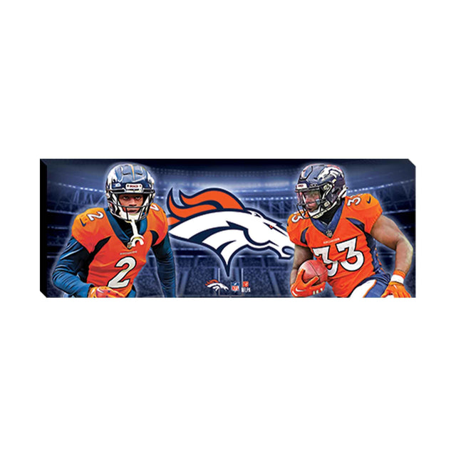 Decoración de pared en lienzo con las luces del estadio Patrick Surtain II y Javonte Williams de los Denver Broncos de la NFL