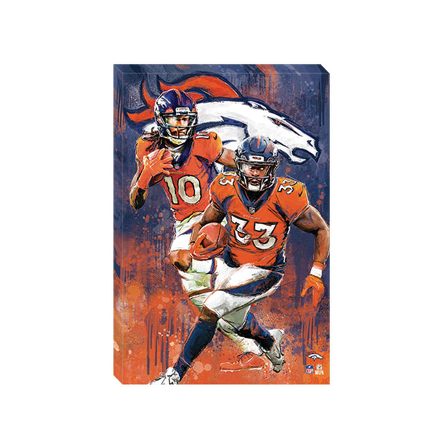 Decoración de pared con grafiti artístico de los Denver Broncos de la NFL Pat Surtain II y Javonte Williams