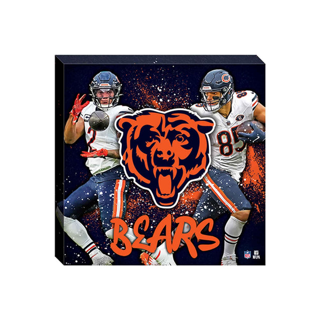 NFL Chicago Bears DJ Moore & Cole Kmet Painterly Splash Canvas Wall Decor