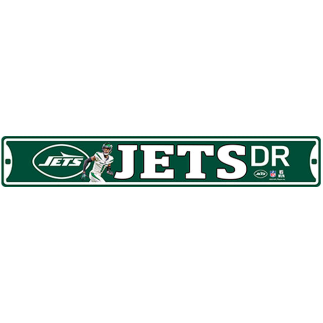 Letrero de calle de metal de la NFL New York Jets con la inscripción Sauce Gardner