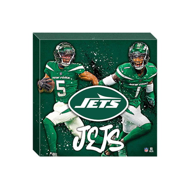 Decoración de pared en lienzo con salpicaduras pictóricas de Garrett Wilson y Sauce Gardner de los New York Jets de la NFL