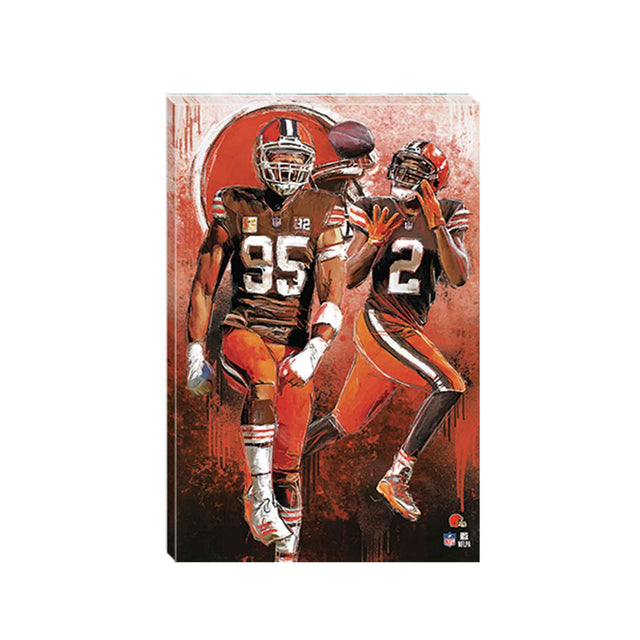 NFL Cleveland Browns Myles Garrett & Amari Cooper Artistic Graffiti Canvas Wall Decor