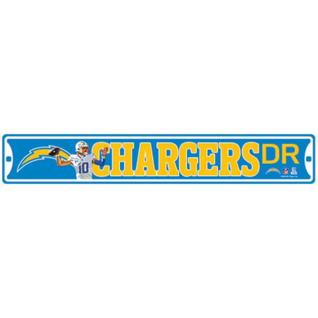 NFL Los Angeles Chargers Justin Herbert Metal Street Sign