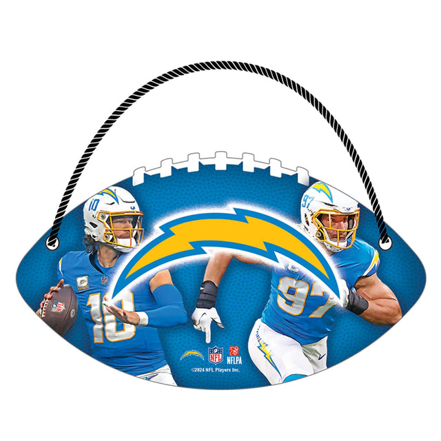 LA Chargers Football Hanging Wood