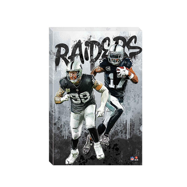 Decoración de pared con grafiti artístico de Maxx Crosby y Davante Adams de los Raiders de Las Vegas de la NFL