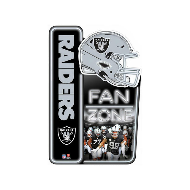 Letrero de metal de la zona de aficionados de los Raiders de Las Vegas de la NFL