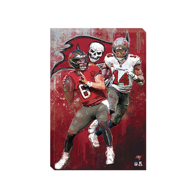 Decoración de pared con grafiti artístico de Baker Mayfield y Chris Godwin de los Tampa Bay Buccaneers de la NFL