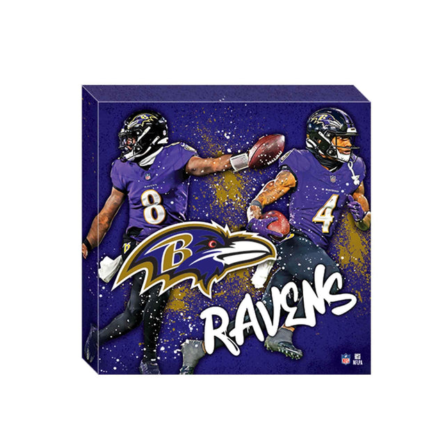 NFL Baltimore Ravens Lamar Jackson & Zay Flowers Painterly Splash Canvas Wall Decor