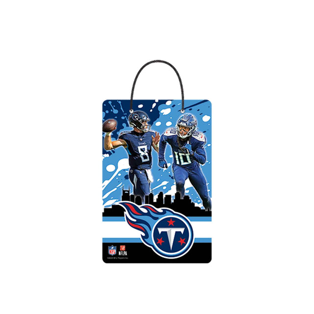 Cartel colgante de metal con el horizonte de la ciudad de Tennessee Titans