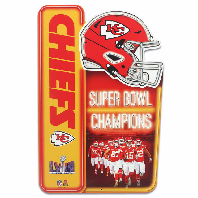 Letrero metálico con el espíritu de equipo de los campeones del Super Bowl LVIII de los KC Chiefs