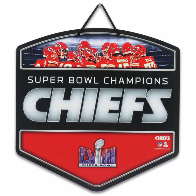 Letrero de metal colgante de campeones del Super Bowl LVIII de los KC Chiefs