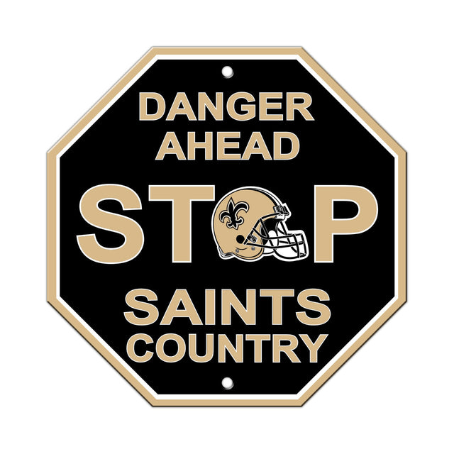 Letrero de plástico de los New Orleans Saints de 12 x 12 pulgadas, estilo Stop CO