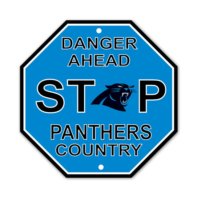 Letrero de plástico de los Carolina Panthers de 12 x 12 pulgadas, estilo Stop CO