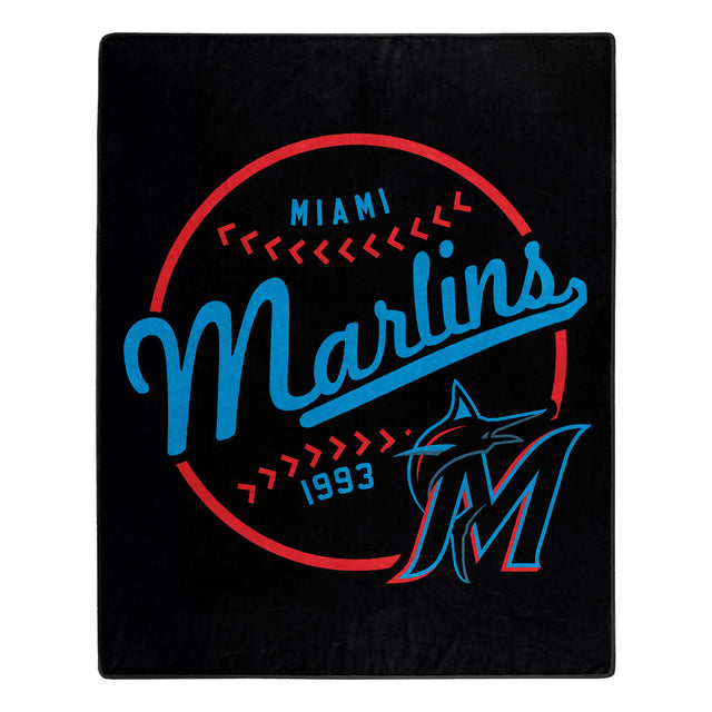 Manta de los Miami Marlins de 50 x 60 pulgadas, diseño de Raschel Moonshot