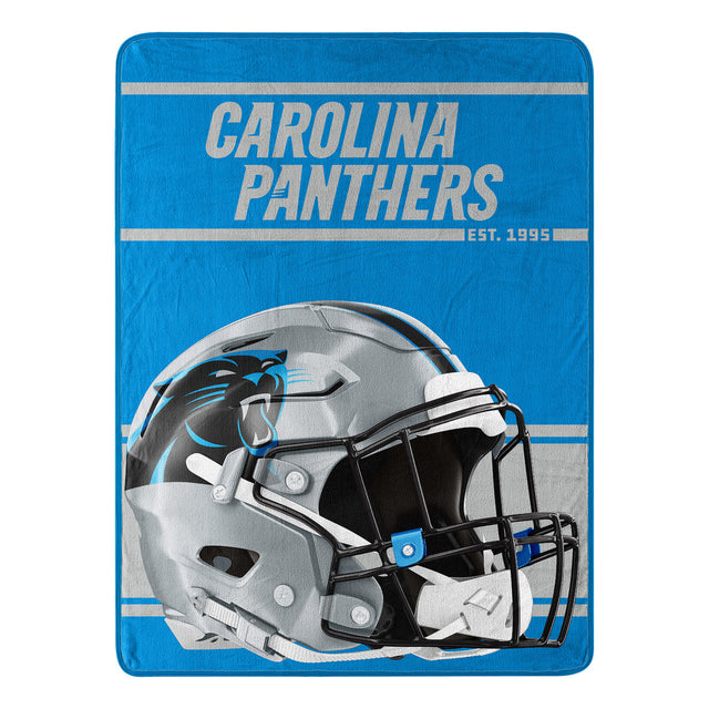 Manta de los Carolina Panthers de 46 x 60 pulgadas con diseño micro Raschel Run enrollada