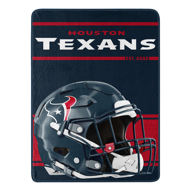 Manta de los Houston Texans de 46 x 60 pulgadas con diseño Micro Raschel Run enrollada