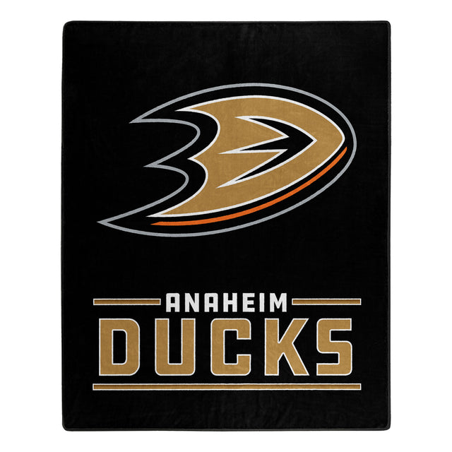 Manta de los Anaheim Ducks de 50 x 60 con diseño de interferencia de Raschel