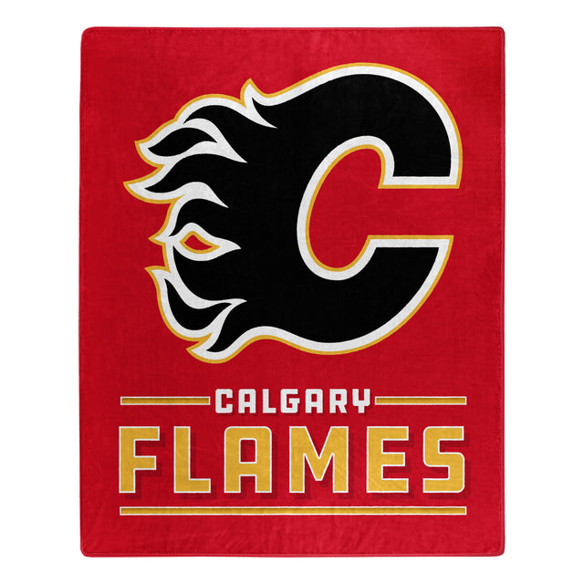 Manta de los Calgary Flames de 50 x 60 con diseño de interferencias de Raschel