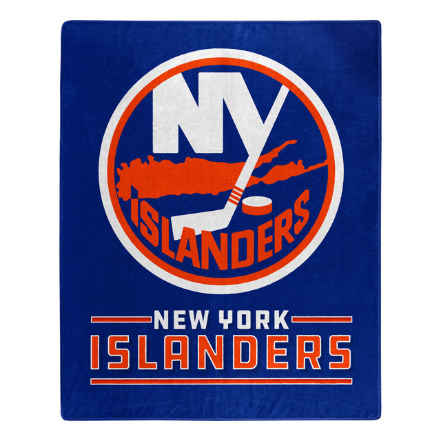 Manta de los New York Islanders de 50 x 60 con diseño de interferencias de Raschel